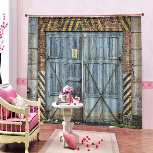 Custom 3D Shower Curtain Vintage Metal Old Iron door Window curtain for Living room Blackout Drapes
