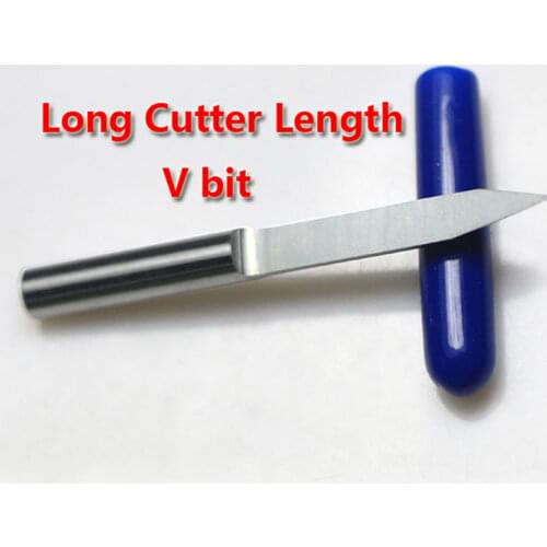 1pc A series degree mm SHK long 30, 4 CEL V Cutting Knife Carving Cutters lengthen CNC Router Tools Flat Bottom Engraving Bits