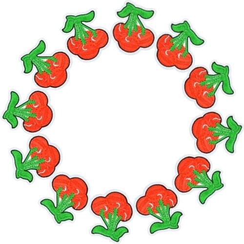 10PCS Cherry Patches for Clothing Iron Embroidered Fruit Applique Iron on Patch Sewing Accessories Badge DIY for Clothes Dress
