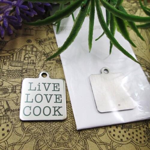 20pcs--"Live Love Cook"stainless steel charms 5 styles for choosing DIY Charms for necklace bracelets