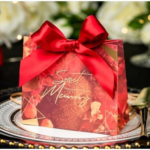 100pcs Candy Gift Bags Box for Party Wedding Birthday Party Supplies Baby Shower Romantic Ribbon Bow Gift Packaging Bags SN3902