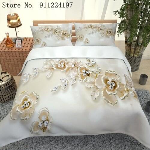 2020 Hot Style Bedding Set 3d Digital Flowers Printing 2/3pcs Shining Duvet Cover Set Single Double Queen King Bedroom Decor