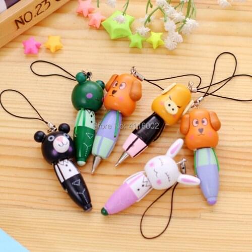 300PC Cute Wood Cartoon Animal Ballpoint Pen Ballpen Stationery Kids Birthday Party Favor Gift Supplies
