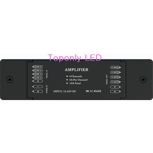 4-in-1 RGBW signal amplifier 12v/144w 24v/188watt extension connect rgbw led luminaires FCC CE ROHS 30pcs/lot DHL Free shipping