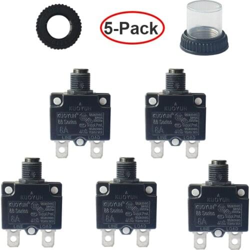5 sets Kuoyuh 88 series 8A plastic nut resettable thermal motor protection circuit breaker