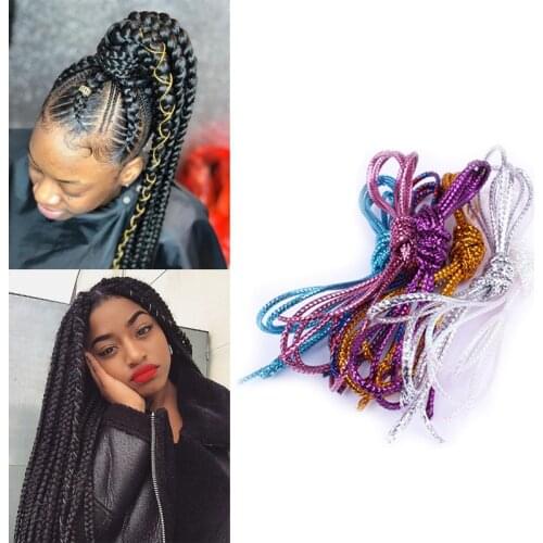 5Pcs Braids Braiding Shimmer Dreadlock Beads Stretchable Braiding Hair Strings Long 1M/pcs Hair Styling Accessories