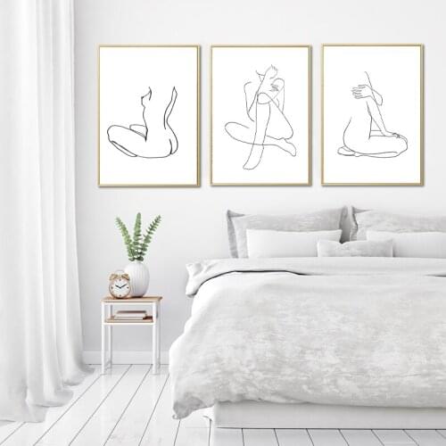 Abstract Sexy Female Nude Line Drawing Canvas Painting Nordic Minimalist Poster Erotic Woman Art Prints Gallery Wall Art Decor