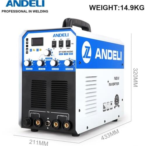 ANDELI Multi Function AC DC TIG Welding Machine TIG MMA ARC CUT 3 in 1 CUT Welding Machine TIG Welder