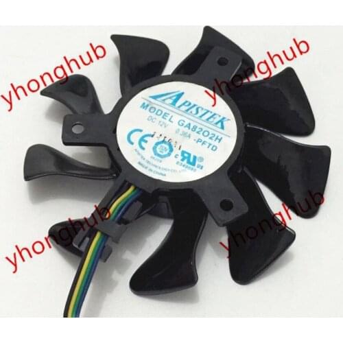 APISTEK GA82O2H DC 12V 0.36A Dia. 75mm C.T.C 39mm 4-wire Server Cooling Fan