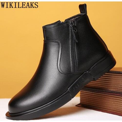 Black Chelsea Boots Men Leather Casual Shoes Man Ankle Boots Man Barefoot Shoes Man Designer Platform Boots for Men Male Zapatos