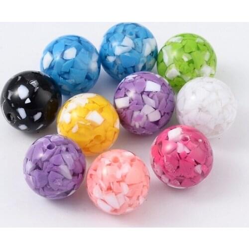200pcs Resin Beads Confetti Beads Round Mixed Color 22mm DIY Jewelry Accessories Making Necklaces Bracelets Handicrafts Supplies