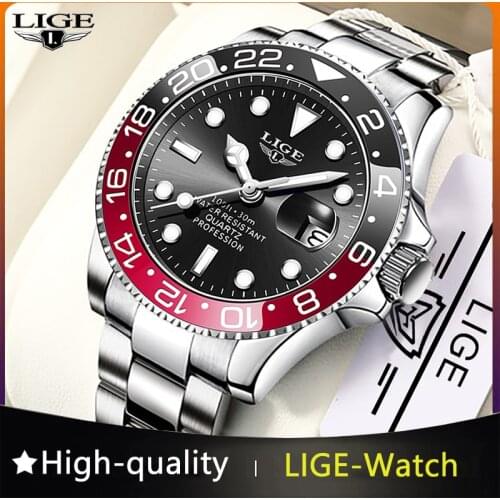 2021 New LIGE Mens Watches Fashion Business Waterproof Quartz Wrist Watch Men Top Brand Luxury Stainless Steel Sport Clock Male