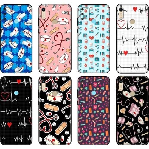 Black tpu Case For Huawei Honor 8a Prime 8s 9 Lite honor 9A 9C 9X Premium 9x Pro 9S Case Cover Nurse Medical Medicine Health