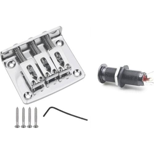 Cylinder Clip End Pin Mono Panel Output Jack Socket for Electric Guitar & Adjustable 3 String Guitar Tailpiece Bridge