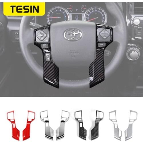 TESIN Interior Mouldings Car Steering Wheel Decoration Cover Stickers Trim for Toyota 4Runner 2010+ ABS Auto Accessories Stying