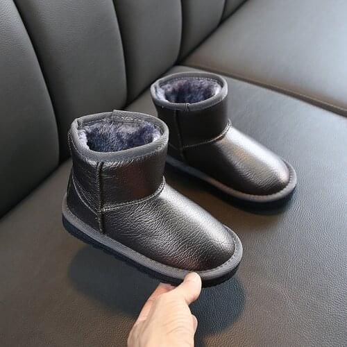 Kids Snow Boots For Boys Girls Fashion Children Cotton Shoes Winter Boots Solid Color With Thick Plush Warm Anti-slippery 27-36