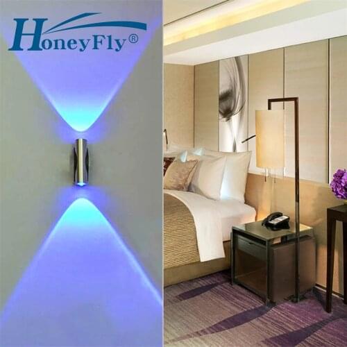 HoneyFly Double Headed LED Wall Light AC85-265V 2W Lighting Effect Wall Lamp For Party Bar Lobby KTV Home Decor