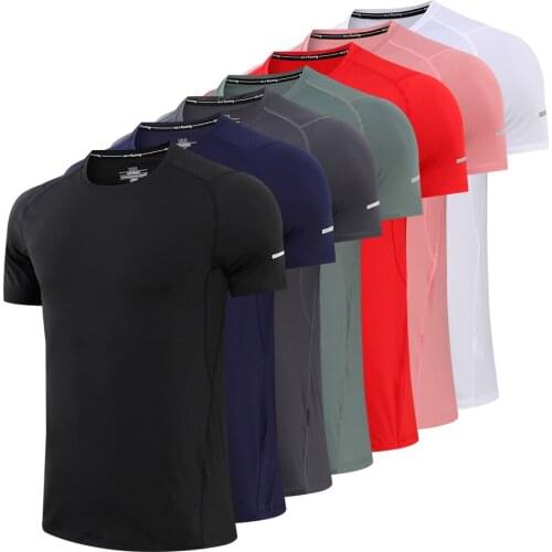 New Mens T-Shirt Breathable Compression Sports Shirts Fitness Training T Shirt Running Shirt Short Sleeve Gym Muscle Shirts Men