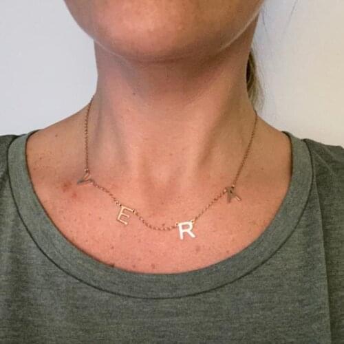 Personalized 1-8 Letters Necklace Women Alphabet Jewelry Customized Stainless Steel Letters Name Necklace Birthday Gift For Her