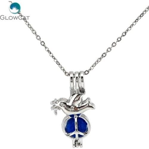 K627 Flying Peace Pigeon Birds Beads Cage Pendant Pearl Zodiac Constellation Aroma Essential Oil Diffuser Locket