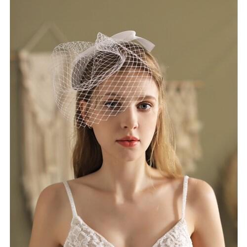 Short Bridal Blusher White Veil Satin Bow Big Eyes Mesh Wedding Veil for Bride Perform Travel Studio Photo Props Women Gift V803