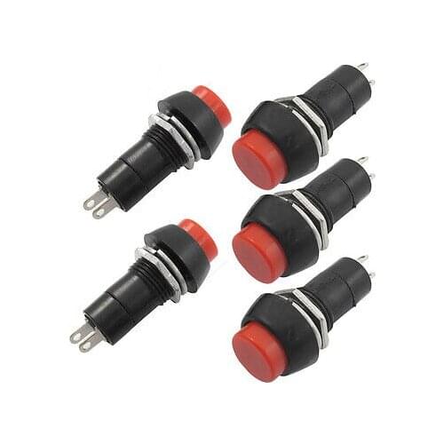 Red Cap SPST Self Lock Panel Mount Pushbutton Switch AC 250V 3A