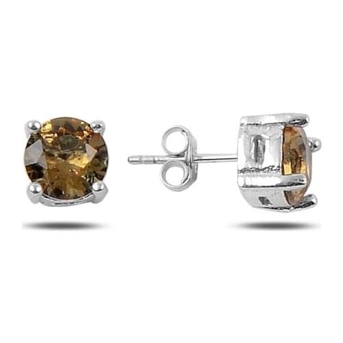 KUTAYDAN 8mm Round Zultanite Cubic Zirconia Earrings 925 Sterling Silver