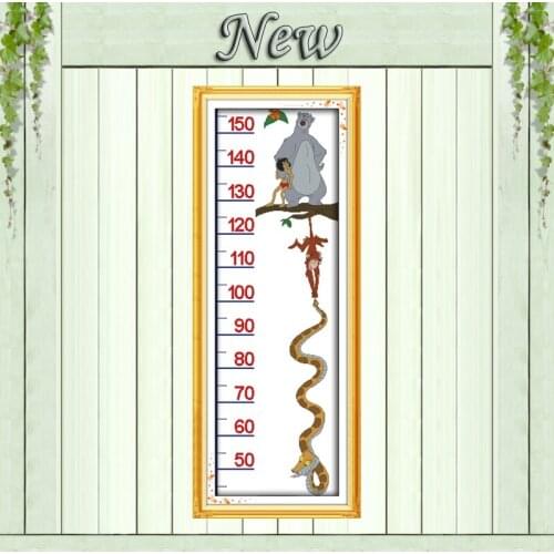 Bear snake monkey height chart animal painting counted print on canvas DMC 11CT 14CT kits Cross Stitch embroidery needlework Set