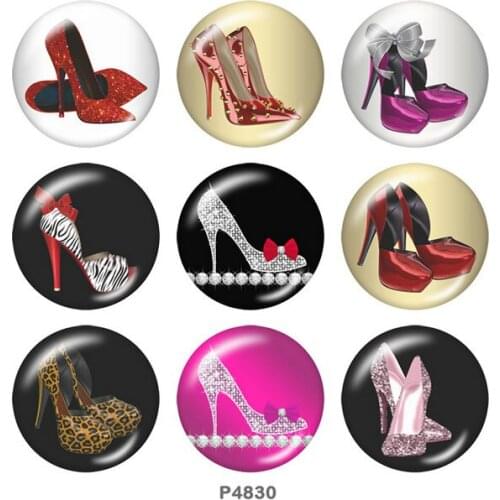 Fashion brilliant shoes 12mm/18mm/20mm/25mm/30mm Round glass cabochon flat back Making findings snap button jewelry P4830