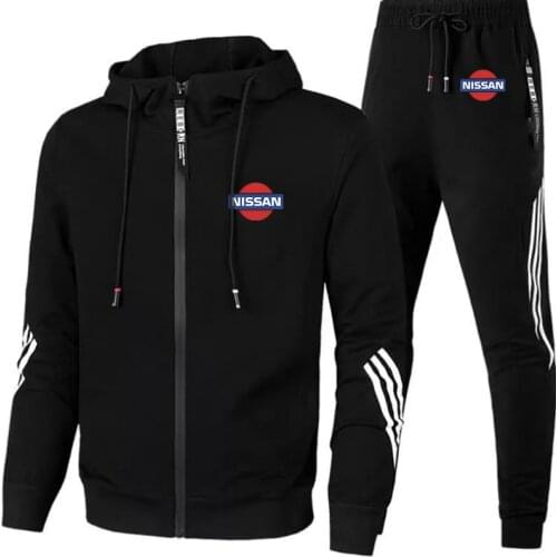 2021 New NISSAN Logo Print Tracksuit Men Thermal mens sets Sportswear Sets Cotton Hoodie+Pants tracksuit men sport suit set