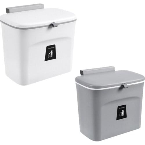 Wall-Mounted Trash Can Household Trash Can with Lid Can Be Hung with Sliding Lid