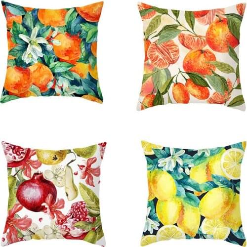 45*45cm Baby Bedroom Lemon Watermelon Summer Fruit Printing Series Home Decoration Polyester Pillow Cover