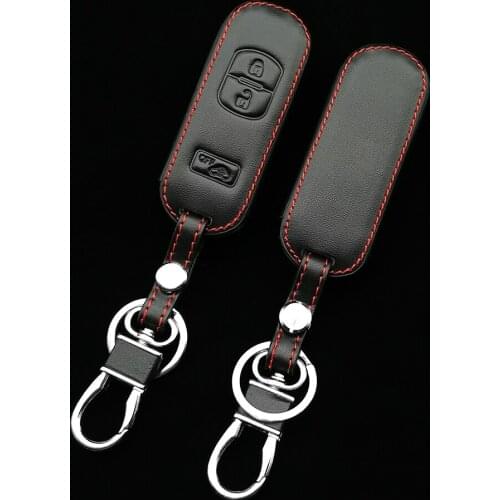 New Leather Car Key Case Smart Keyless Remote Fob Protect Cover Keychain Bag For Mazda 3 CX9 CX3 CX5 CX7 Speed Auto Accessories