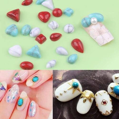 New listing is super bright acrylic nail art Rhinestone imitation natural crack turquoise DIY nail decoration