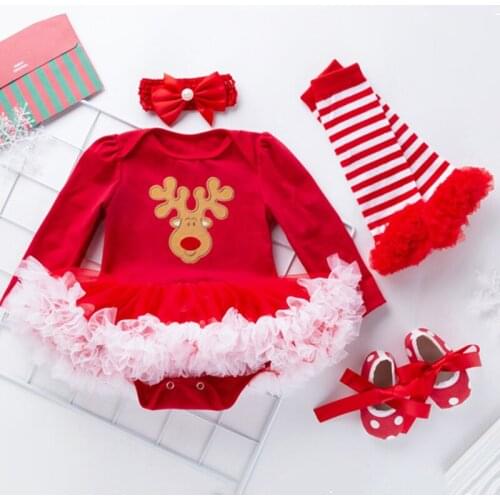 Newborn Baby Girl First Christmas Set Baby Clothes Set Romper Dress Christmas Gift Girls' Clothing Snowman Outfits