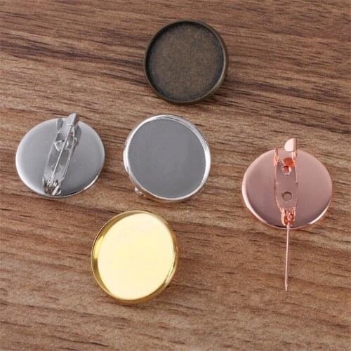 10pcs Brooches Cabochon Base Settings Blank Brooch Settings Cabochon Base For 20/25mm Cabochons Cameo DIY Brooch Findings