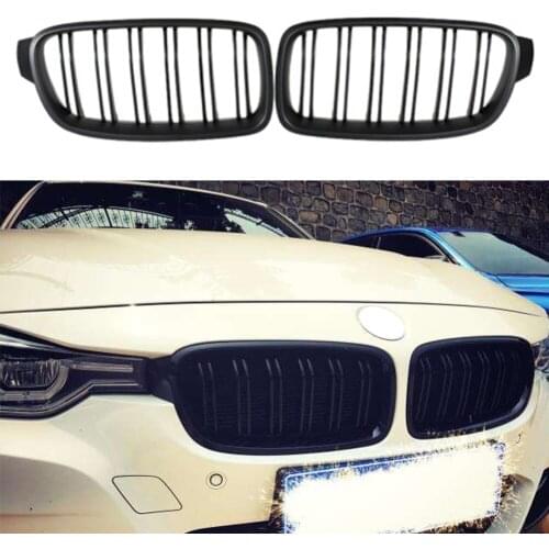 For BMW F30 F31 F35 3Series Sedan Front Kidney Grille 2012 2013 2014 2015 2016 2017 2018 2Pcs Matt Black ABS Car Styling Molding