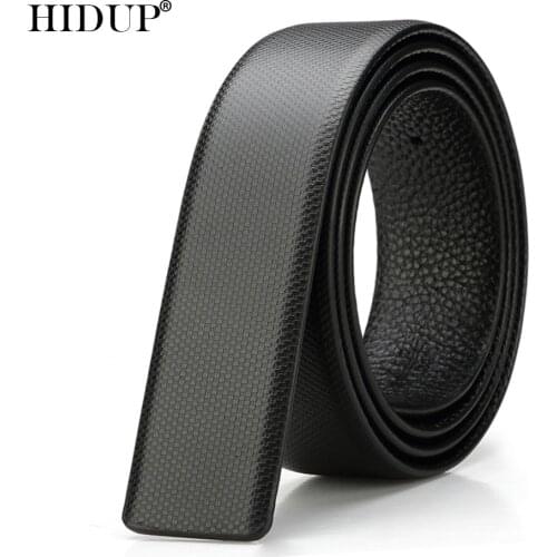 HIDUP Mens High Quality Real Genuine Leather Belt Pin & Slide Styles Soft Cow Belts Strap 3.3cm Wide Without Buckle 2020 LUWJ12