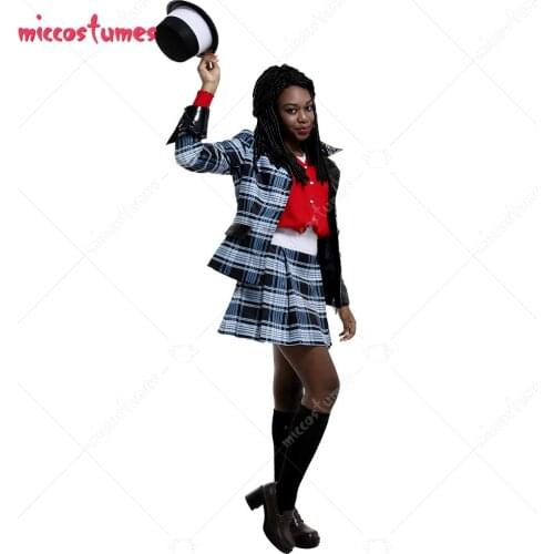 Adult Womens Vintage 1990s Fancy Girl Black Plaid Schoolgirl Costume For Halloween Party
