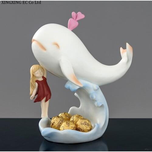 Nordic Resin Animal Dolphin Ornaments Creative Modeling Crafts Storage Box Modern Home Decoration Accessories Birthday Gifts