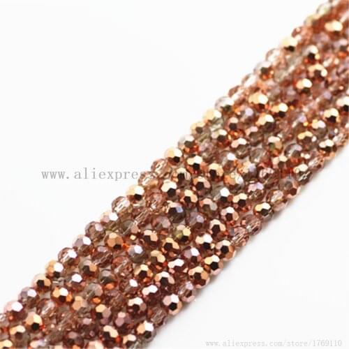 Isywaka Popular Red Copper Color 100pcs 4mm Round Austria Crystal Bead Ball Glass Bead Loose Spacer Bead for DIY Jewelry Making