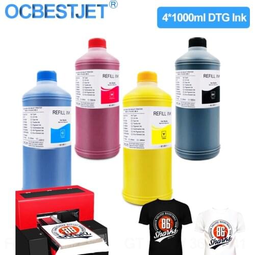 1000ml*4 DTG Ink Textile Ink For Epson 1390 1400 1430 R1900 R2000 R3000 For DX5 DX6 DX7 DX10 Printhead DTG Printer Garment Ink