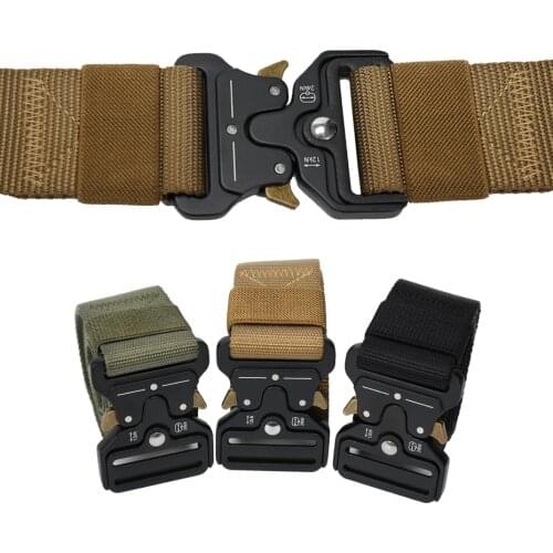 Military Tactical Nylon Belt Metal Buckle Adjustable Army Outdoor Quick Release Hunting Training Nylon Belt Hunting Accessories
