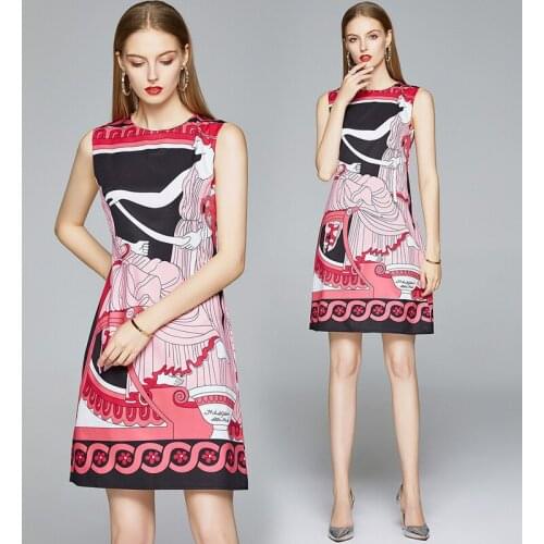 Summer Runway Vintage Floral Print Sexy Sleeveless Crew Neck Cape Sleeve Women Ladies Party Casual Evening Mini Vest Shift Dress