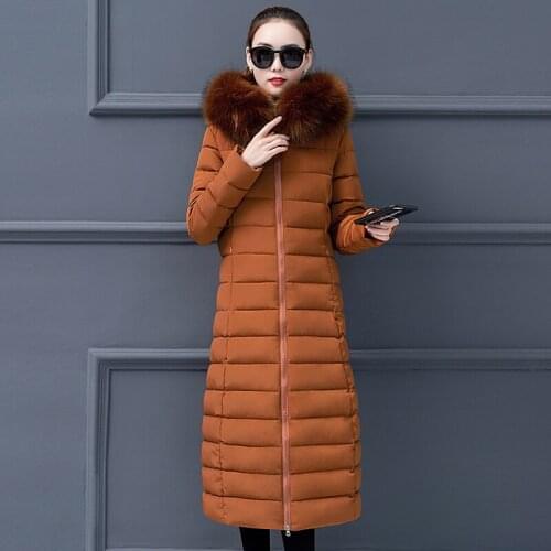 Womens Down Cotton Coat Female Jacket Korean Warm Parka Winter Coat Women Clothes 2020 Big Fur Collar Tops Long Parkas ZT4200
