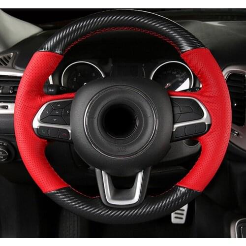1pc for Jeep Compass 2017-2019 Hand seam steering wheel cover Top layer leather Decoration protection
