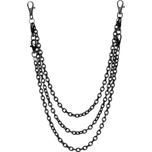 1PCS Metal Pant Chain Multilayer Vintage Creative Trousers Chain Belt Black Loop Chain Punk Key Chain Jewelry Accessories