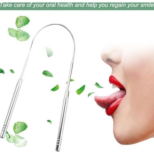 1PC Stainless Steel Tongue Scraper Brush Cleaning Scraper Oral Care Keep Fresh Breath Improve Oral Hygiene Tongue Cleaner Tools