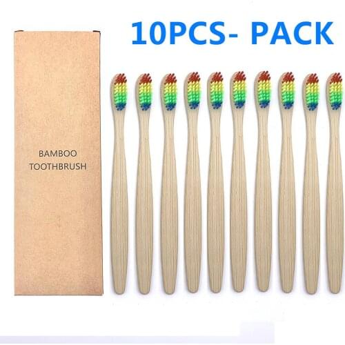 10pcs Eco-Friendly Plastic-Free Bamboo Toothbrush Soft Bristle Natural Healthy Dental Oral Care Hygiene Toothbrushes