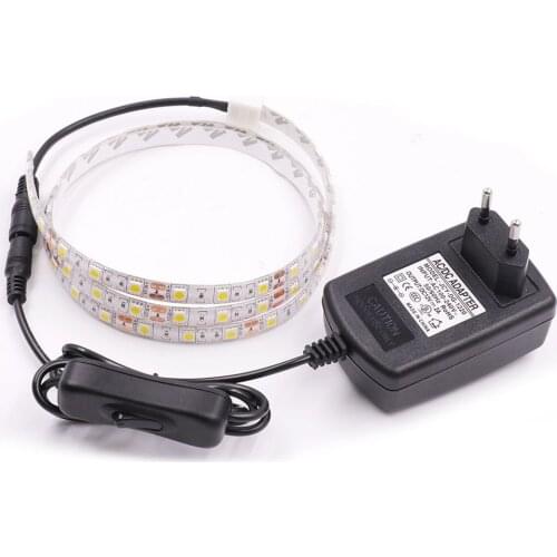 12V Led Strip 5050 SMD Light Waterproof LED Tape Kitchen TV Backlight Strip with Power Adapter/Switch Home Decoration Lighting